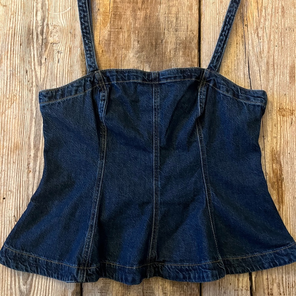 H&M Dark Blue Denim Women's Corset Tank Top